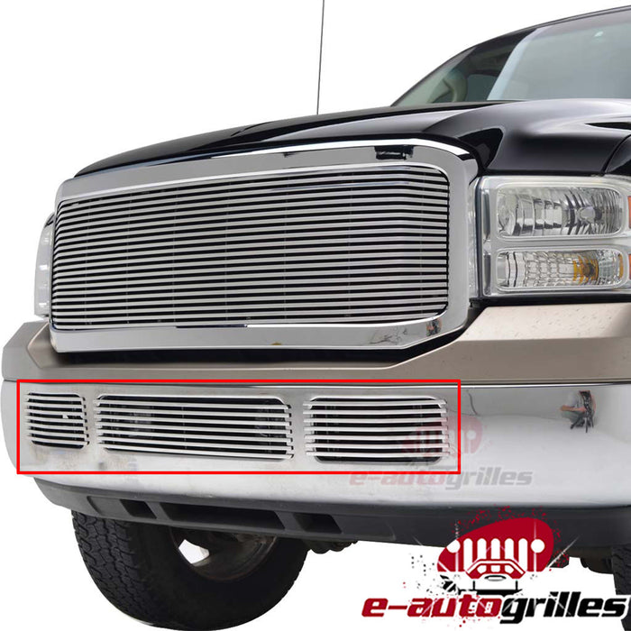 EAG 05-07 Ford F-250/F-350 Bumper Tow Hook Billet Grille Combo Front Lower Aluminum Polished 8mm Horizontal Bar Style PN# 38-1115+38-1117