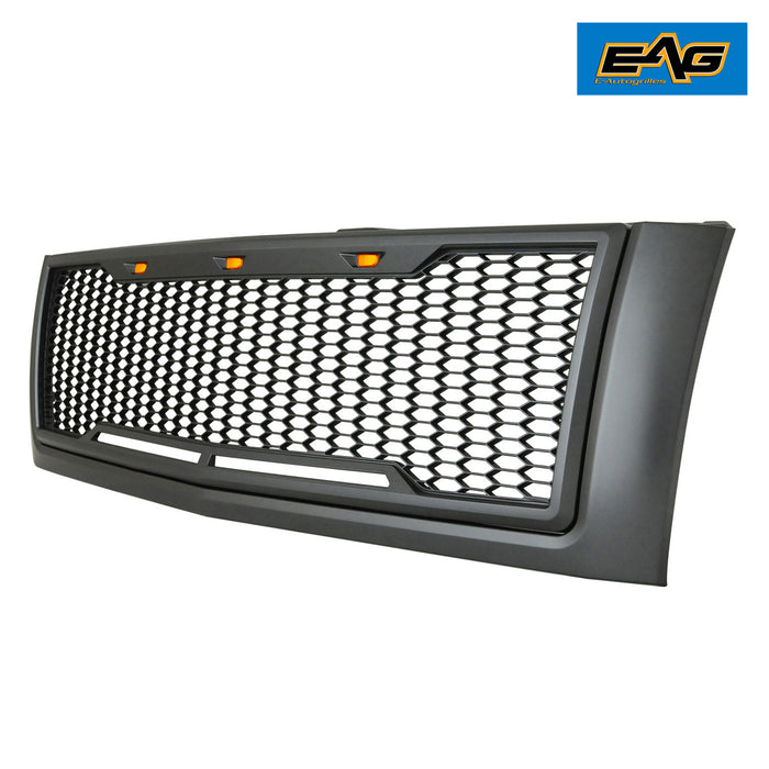 EAG Replacement for Replacement Upper Grille Matte Black with Amber LED Lights 07-10 Silverado 2500 3500HD PN# 07CHAG00