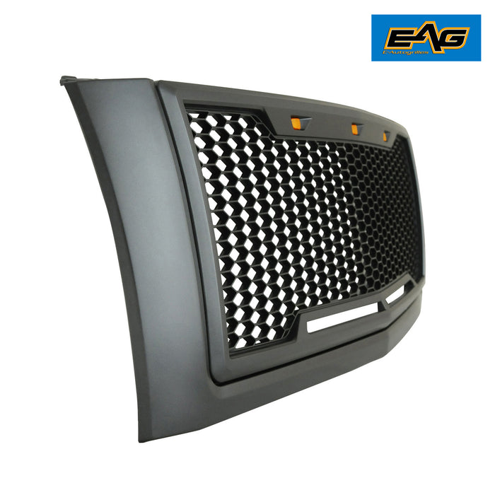 EAG Replacement for Replacement Upper Grille Matte Black with Amber LED Lights 07-10 Silverado 2500 3500HD PN# 07CHAG00