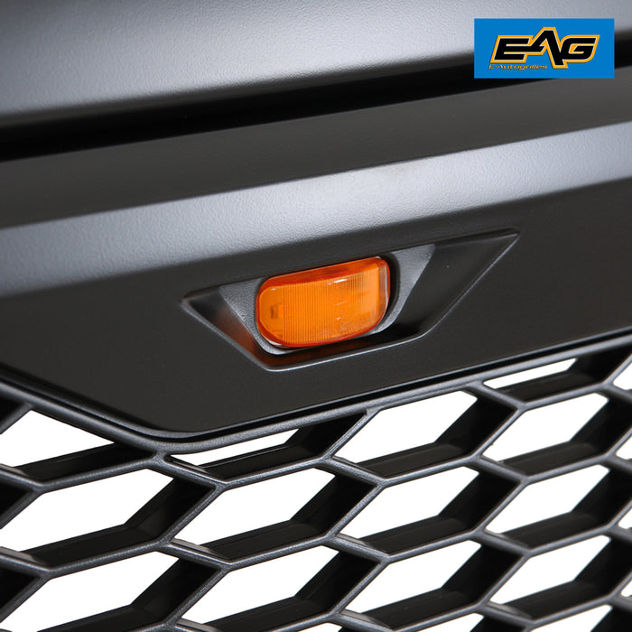 EAG Replacement Upper Grille ABS Front Hood Grill - Matte Black - with Amber LED Lights Fit for 15-19 GMC Sierra 2500/3500 PN# 15GHAG01