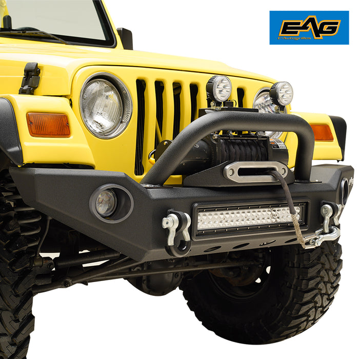 EAG LED Front Bumper with Light Surrounds Fits for 87-06 Wrangler TJ YJ PN# JTJFB006