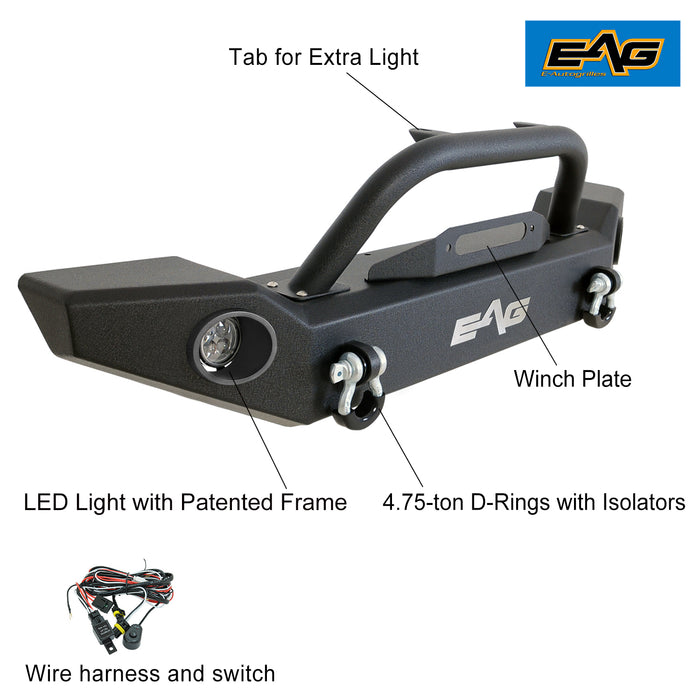 EAG Full Width Front Bumper with LED Lights and Light Frames Fit for 76-86 Wrangler CJ PN# JCJFB003