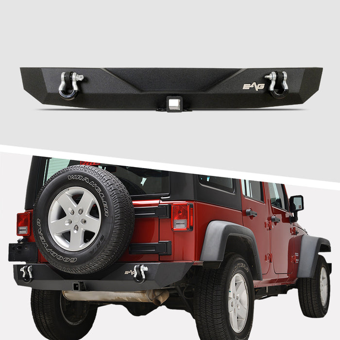 EAG Replacement for Rear Bumper with 2"Hitch Receiver and 2 x D-rings Fit for 07-18 Wrangler JK PN# JJKRB000