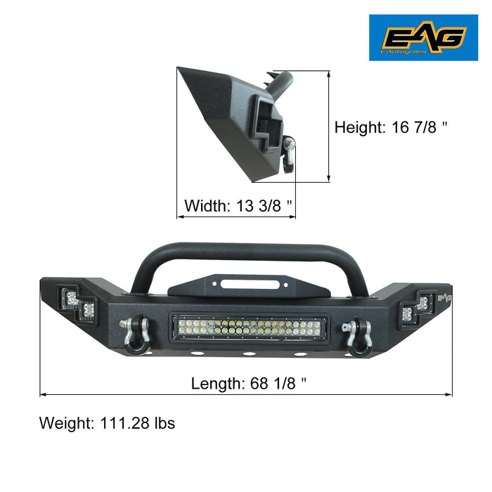 EAG Front Bumper with LED Lights and Winch Plate Fit for 07-18 Wrangler JK Offroad PN# JJKFB008