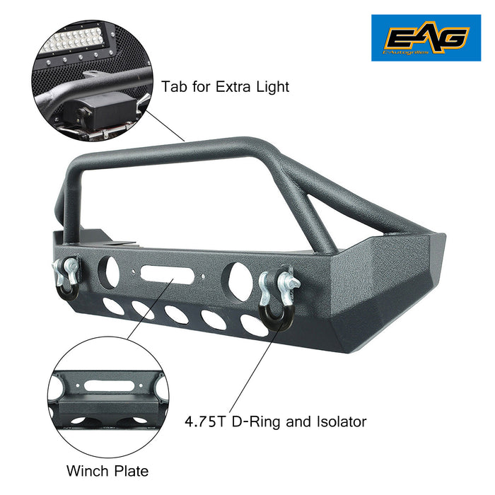 EAG Front Bumper with Fog light Housing and Winch Plate Fit for 07-18 Wrangler JK Offroad PN# JJKFB009