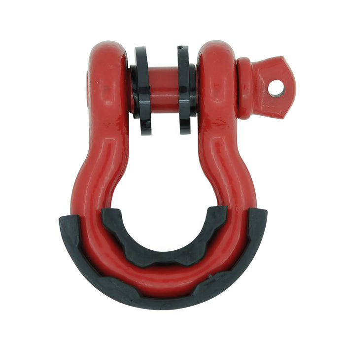 EAG 1 Pair 3/4 inch Red D-Ring Shackles 4.75 Ton 9500 Lbs Capacity with 7/8 inch Diameter Pin Black Isolator Washer Kits PN# JJKML031
