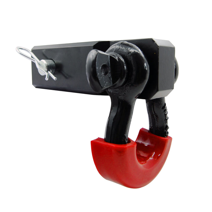 EAG Receiver Hitch D-Ring with Black 3/4 inch Shackle for 2 inch Receivers Includes Red D-Ring Isolators and Hitch Pin PN# JJKML033