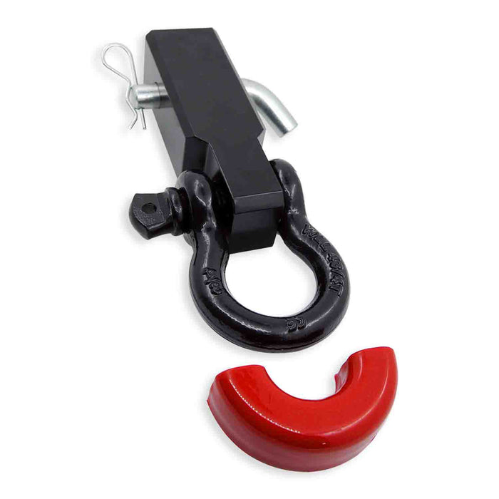 EAG Receiver Hitch D-Ring with Black 3/4 inch Shackle for 2 inch Receivers Includes Red D-Ring Isolators and Hitch Pin PN# JJKML033