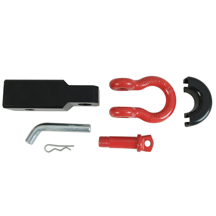 EAG Universal 2 inch Hitch Reciever with Red 3/4 inch D-Ring Shackle and Black Isolator and Pin PN# JJKML037