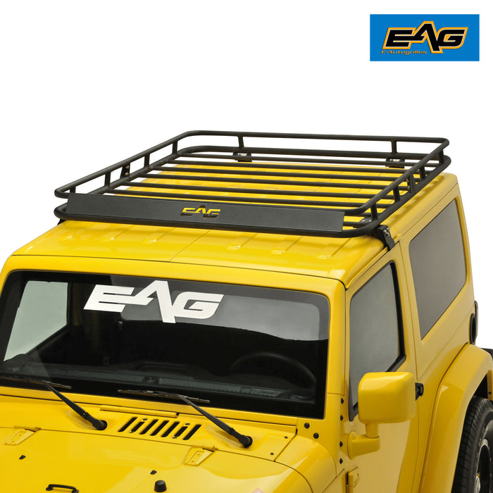 EAG 2/4 Door Roof Rack Cargo Basket with Wind Deflector 2 PCS Fits for 07-18 Wrangler JK PN# JJKML017