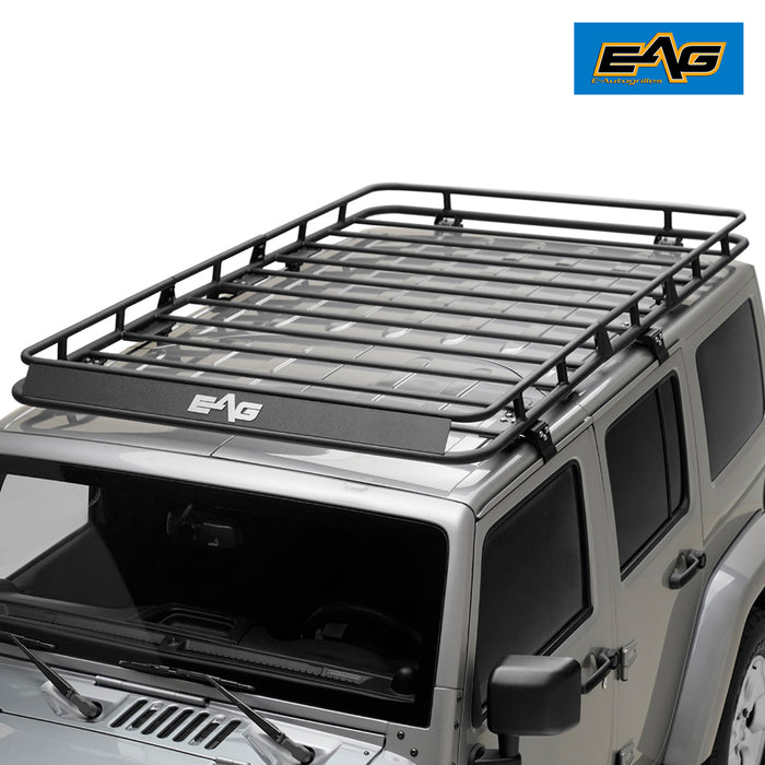 EAG 4 Door Roof Rack Cargo Basket with Wind Deflector Fits for 07-18 Wrangler JK PN# JJKML018