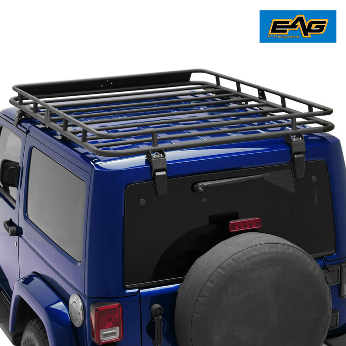 EAG 2 Door Roof Rack Cargo Basket with Wind Deflector Fits for 07-18 Wrangler JK PN# JJKML019