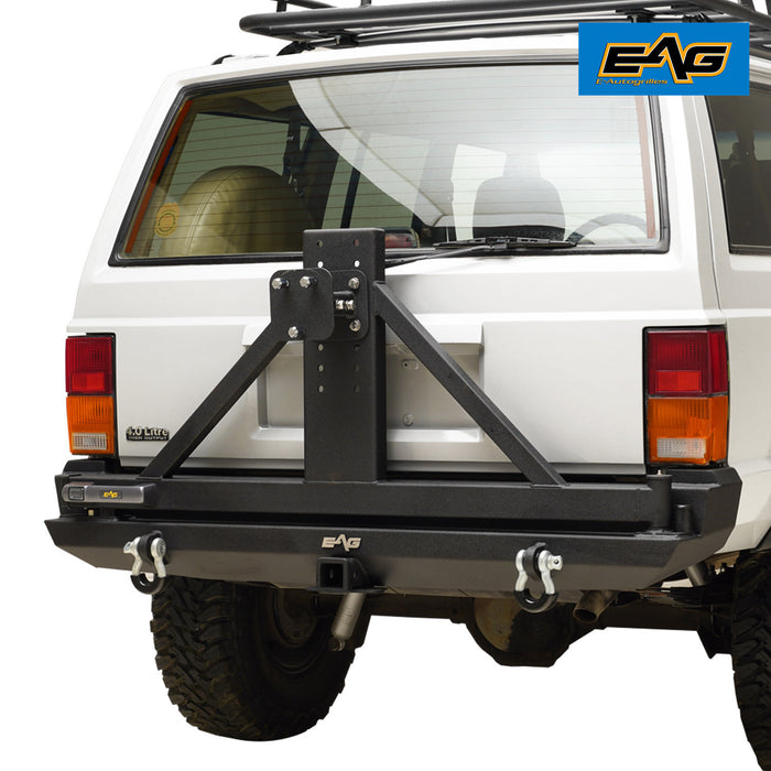 EAG Steel Rear Bumper with Tire Carrier Fit for 1984-2001 Cherokee XJ PN# JXJRB001+JXJRB002