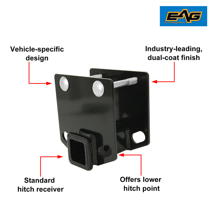 EAG RV Bumper Hitch 2 inches Receiver Adapter for 4 x 4 inches Square Bumper Beam Level Trailer Towing PN# 03UNML04
