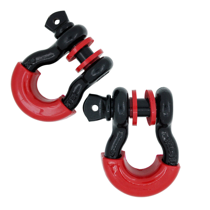 EAG 1 Pair 3/4" Black 4.75 Ton D-Ring Bow Shackle with 7/8" Diameter Pin and Red Isolator & Washers PN# JJKML029