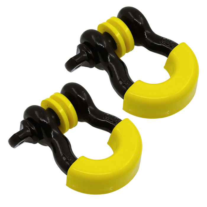 EAG 1 Pair 3/4" Black 4.75 Ton D-Ring Bow Shackle with 7/8" Diameter Pin and Burgundy Yellow Isolator & Washers PN# JJKML030
