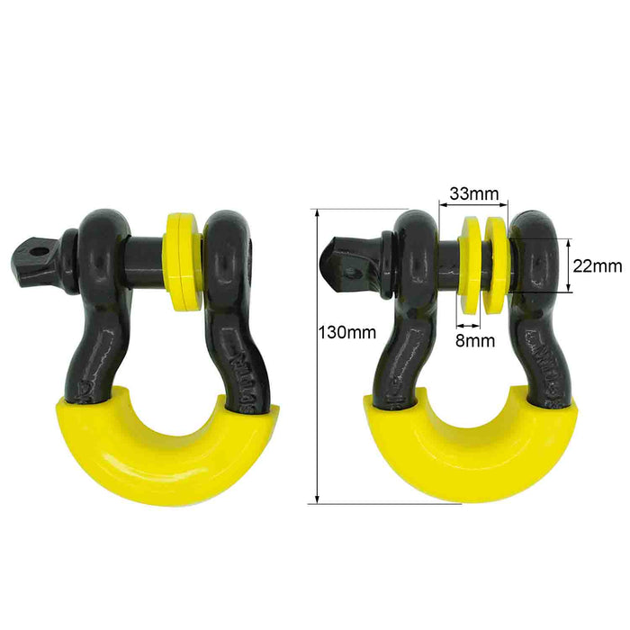 EAG 1 Pair 3/4" Black 4.75 Ton D-Ring Bow Shackle with 7/8" Diameter Pin and Burgundy Yellow Isolator & Washers PN# JJKML030