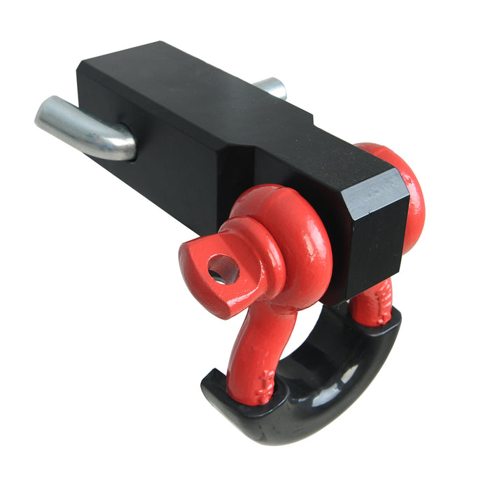 EAG Universal 2 inch Hitch Reciever with Red 3/4 inch D-Ring Shackle and Black Isolator and Pin PN# JJKML037