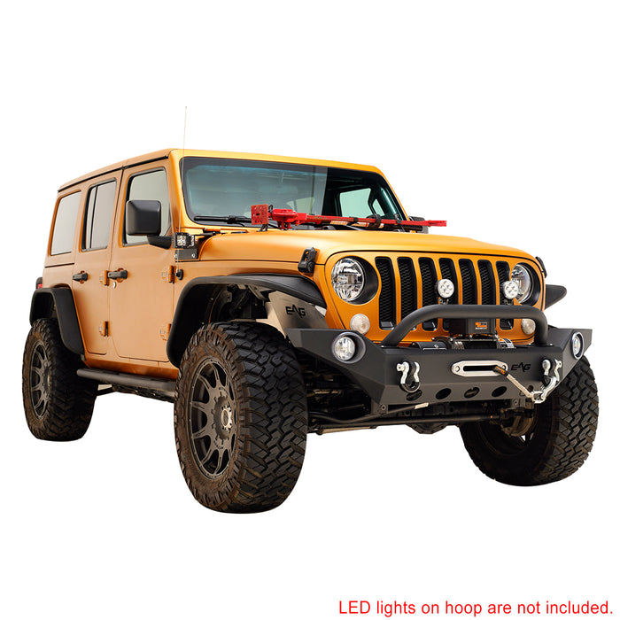 EAG Heavy Duty Front Bumper with Fog Light Housing and Winch Plate Fit for 18-22 Wrangler JL PN# JJLFB033