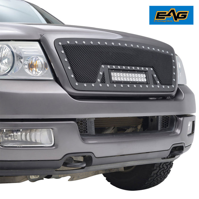 EAG Rivet Stainless Steel Wire Mesh Grille with LED Lights Fit for 04-08 PN# 04FFLC00