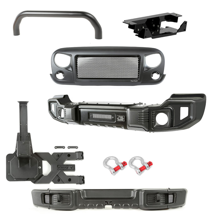 Rugged Ridge Spartacus Bumper Kit, Over-Rider/Tire Carrier/Grille; 07-18 Wrangler 11544.64