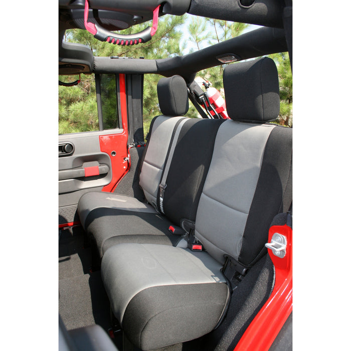 Rugged Ridge Seat Cover, Rear, Neoprene Black/Gray; 07-18 Jeep Wrangler JKU 13264.09