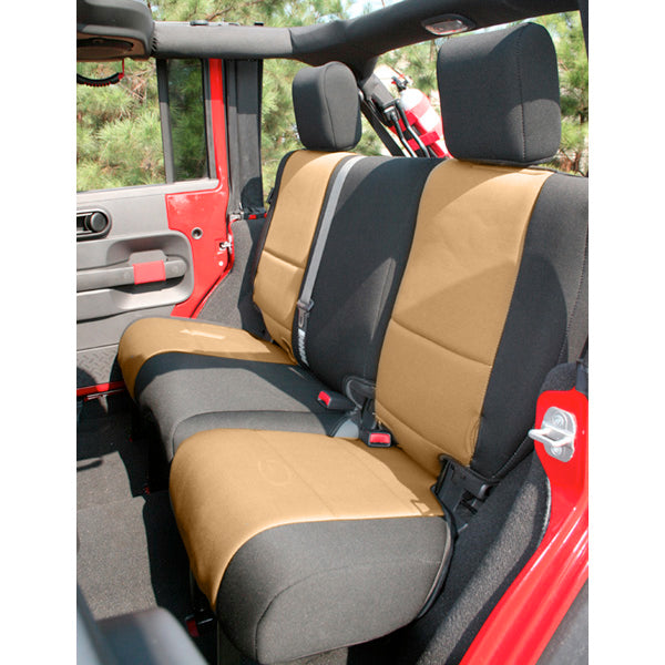 Rugged Ridge Seat Cover, Rear, Neoprene, Black/Tan; 07-18 Jeep Wrangler JK 13265.04