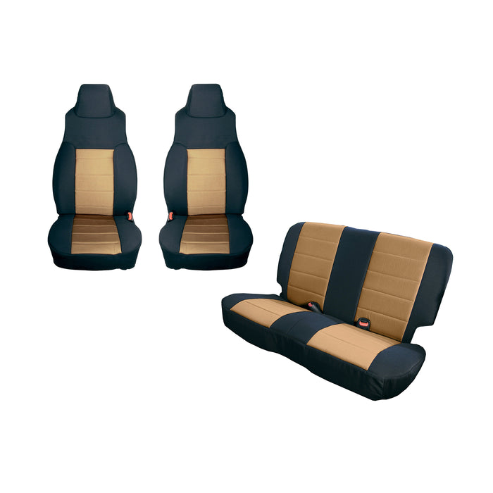 Rugged Ridge Seat Cover Kit, Black/Tan; 03-06 Jeep Wrangler TJ 13293.04
