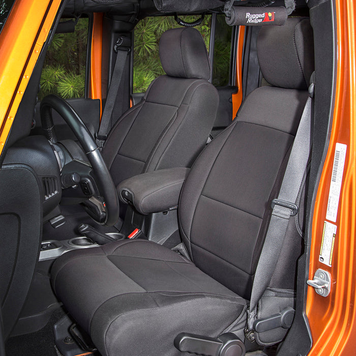 Rugged Ridge Seat Cover Kit, Black; 07-10 Jeep Wrangler JK, 2 Door 13294.01