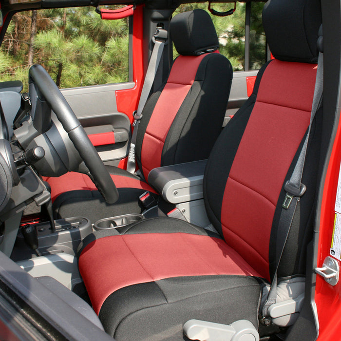 Rugged Ridge Seat Cover Kit, Black/Red; 07-10 Jeep Wrangler Unlimited JKU, 4 Door 13295.53