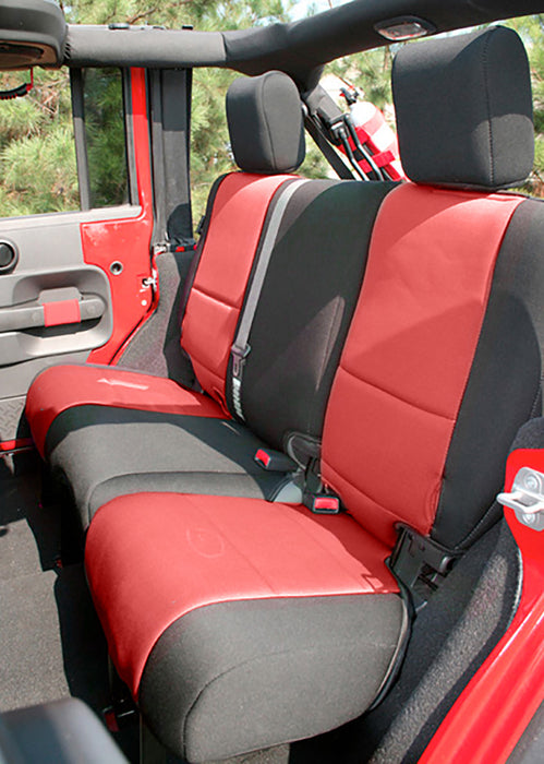 Rugged Ridge Seat Cover Kit, Black/Red; 11-18 Jeep Wrangler Unlimited JKU, 4 Door 13297.53