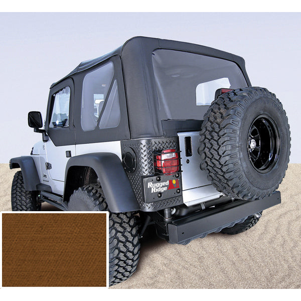 Rugged Ridge Soft Top, Door Skins, Dark Tan, Clear Windows; 97-02 Jeep Wrangler TJ 13703.33