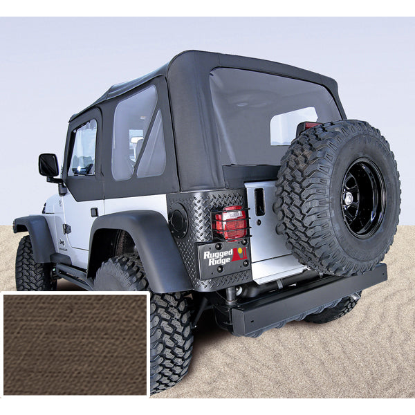 Rugged Ridge Soft Top, Door Skins, Khaki, Clear Windows; 03-06 Jeep Wrangler TJ 13707.36
