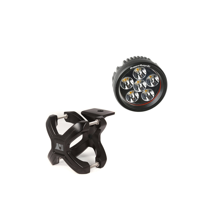 Rugged Ridge Light Kit, X-Clamp/Round LED, Small, Black, 2 Piece 15210.24