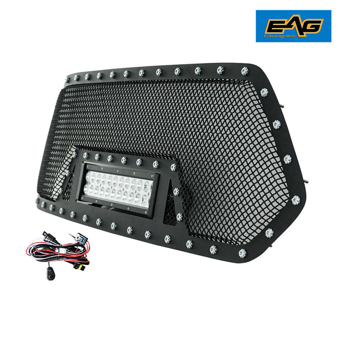 EAG Rivet Black Stainless Steel Wire Mesh Grille With LED Light Fit for 16-20 Toyota Tacoma PN# 16TALC00