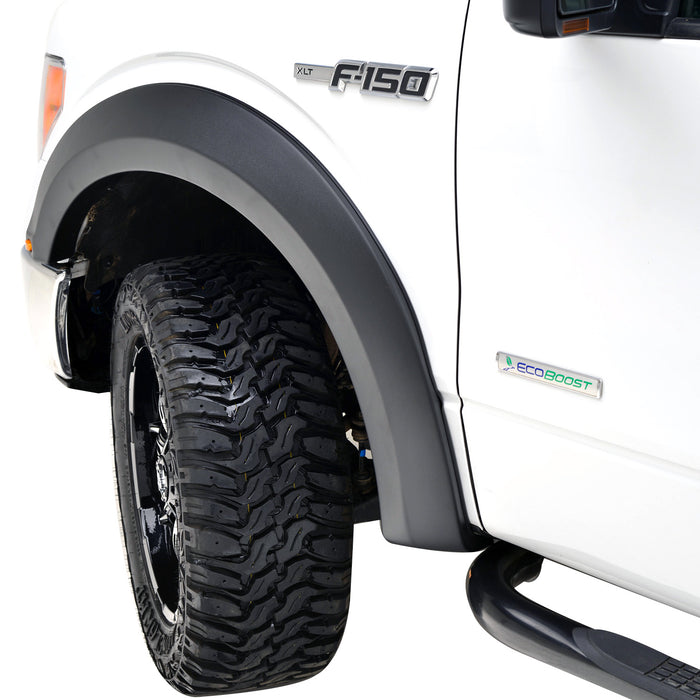 EAG Front and Rear Fender Flares with LED Lights 4PCS ABS Plastic Fit for 2009-2014 F-150 Models PN# 18294RS