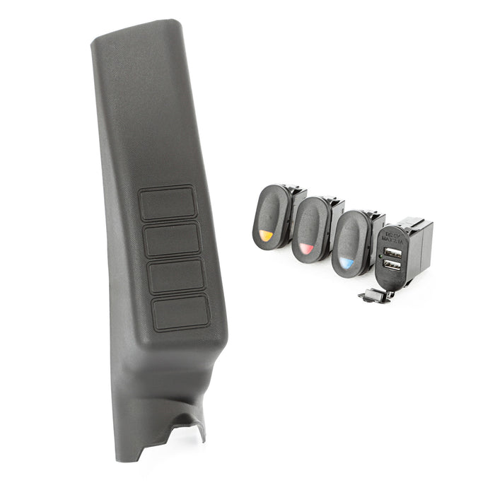 Outland Switch Pod Kit, A-Pillar, 3 Switch, USB; 11-18 Jeep Wrangler JK/JKU 391723598