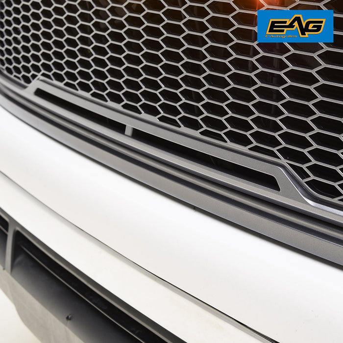 EAG Replacement Upper Grille Front Grill with Amber LED Lights Fit for 10-13 Tundra - Charcoal Gray PN# 10TUAG00