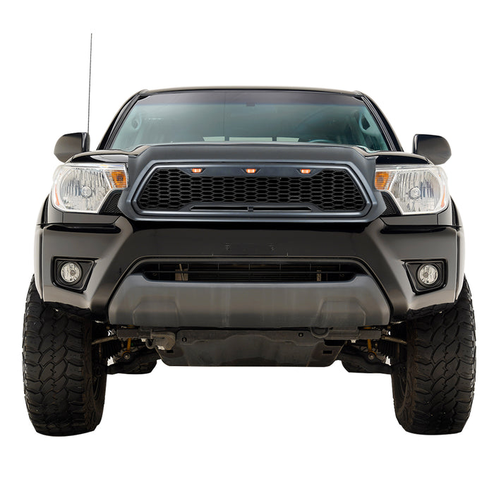 EAG Replacement Upper ABS Grille Front Grill With Amber LED Lights - Charcoal Gray for 12-15 Toyota Tacoma PN# ZI036C