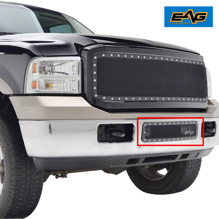 EAG Rivet Black Stainless Steel Wire Mesh Overlay Bumper Grille Fit for 05-07 Super Duty F250/F350/F450/F550 PN# 05FSOC01