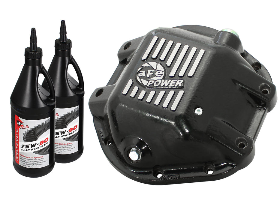aFe Pro Series Differential Cover Kit Black w/ Machined Fins & Gear Oil PN# 46-70162-WL