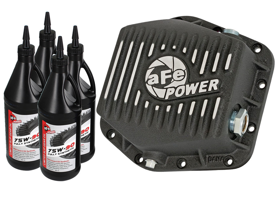 aFe Pro Series Differential Cover Black w/ Machined Fins & Gear Oil (DANA 12-Bolt) PN# 46-70302-WL