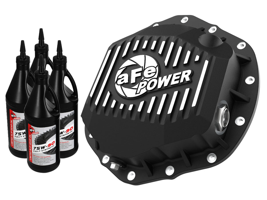 aFe Pro Series Rear Differential Cover Black w/ Machined Fins & Gear Oil PN# 46-71261B