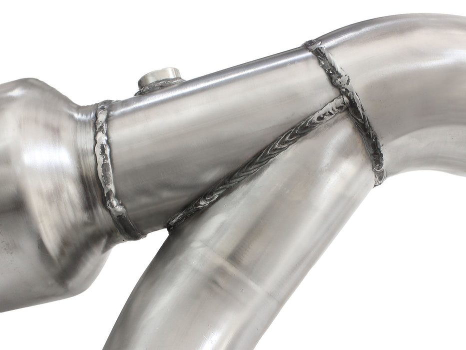 aFe Twisted Steel Long Tube Header & Y-Pipe 409 Stainless Steel w/ Cat PN# 48-44006-YC