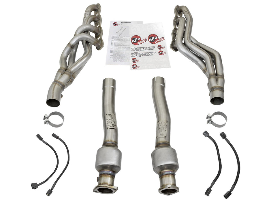aFe Twisted Steel Long Tube Header & Mid Pipe 409 Stainless Steel w/ Cat PN# 48-46114-YC