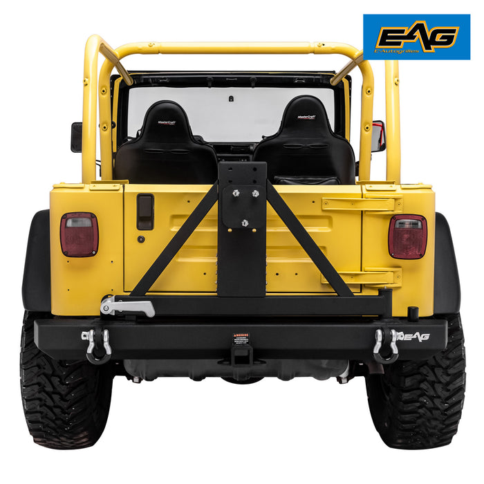 EAG Classic Rear Bumper with Tire Carrier Black Textured Fit for 87-06 Jeep Wrangler TJ YJ PN# JTJRB013