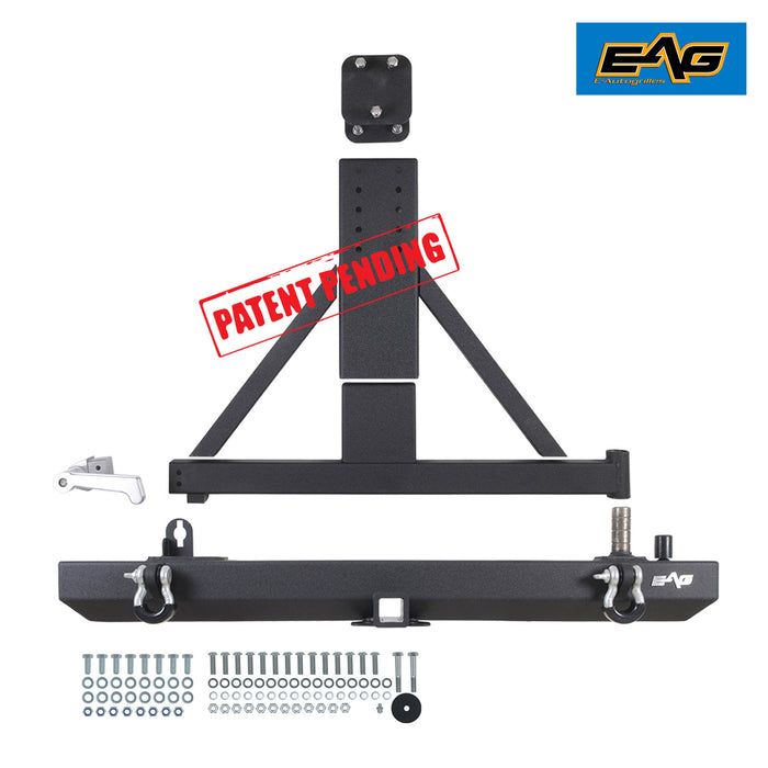 EAG Classic Rear Bumper with Tire Carrier Black Textured Fit for 87-06 Jeep Wrangler TJ YJ PN# JTJRB013