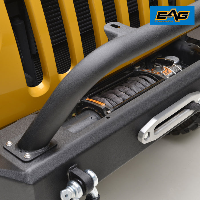 EAG Front Bumper with Winch Plate and D-rings Fit for 07-18 Wrangler JK Offroad PN# JJKFB005