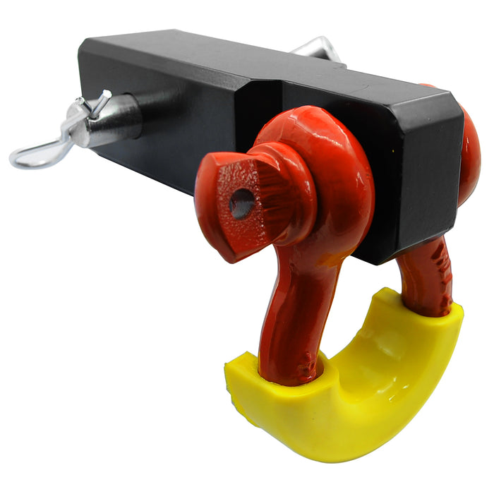 EAG 2 inch Hitch Reciever with Red 3/4 inch D-Ring Shackle Yellow Isolator and Hitch Pin PN# JJKML034