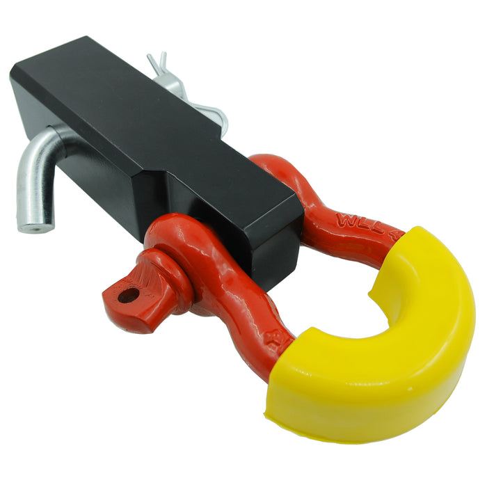 EAG 2 inch Hitch Reciever with Red 3/4 inch D-Ring Shackle Yellow Isolator and Hitch Pin PN# JJKML034